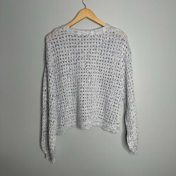 Mi Ami Women’s Patsy Speckled Front Button Down Pointelle Cardigan Size L NWT - Picture 8 of 8